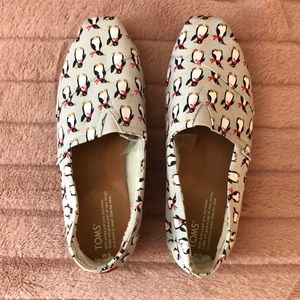 Toms Gray Penguin Slip Ons